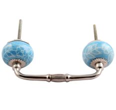 Turquoise Leaf Floral Ceramic Bridge Handle
