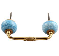 Turquoise Leaf Floral Ceramic Bridge Handle
