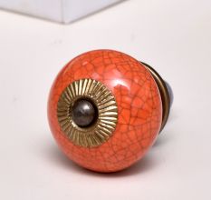 Orange Black Crackle Cabinet Knob