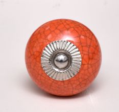 Orange Black Crackle Cabinet Knob