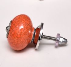 Orange Black Crackle Cabinet Knob