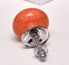 Orange Black Crackle Cabinet Knob