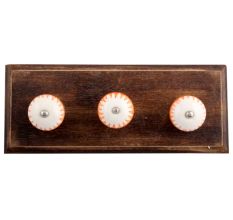 Amber Chakra Ceramic Wooden Hooks