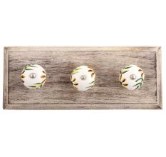Olive County Leaf Ceramic Wooden Hooks