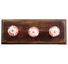 Red Leaf Floral Ceramic Wooden Hooks