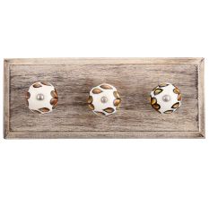 Brown Hibiscus Flower Ceramic Wooden Hooks