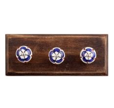 Navy Blue Ceramic Wooden Hooks