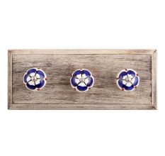 Navy Blue Ceramic Wooden Hooks