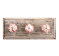 Red Leaf Floral Ceramic Wooden Hooks