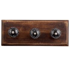 Black Leaf Floral Ceramic Wooden Hooks