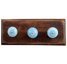 Turquoise Leaf Floral Ceramic Wooden Hooks