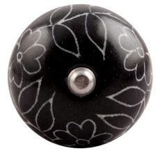 Black Leaf Floral Ceramic Wine Stopper