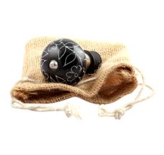 Black Leaf Floral Ceramic Wine Stopper