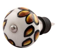 Brown Hibiscus Flower Ceramic Wine Stopper