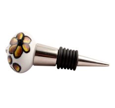 Brown Hibiscus Flower Ceramic Wine Stopper