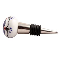 Navy Blue Canterbury Bells Ceramic Wine Stopper