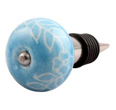 Turquoise Leaf Floral Ceramic Wine Stopper