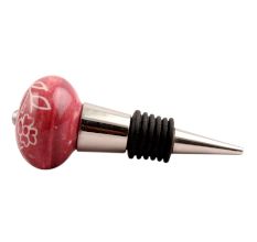 Dark Pink Leaf Floral Ceramic Wine Stopper