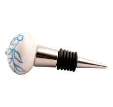 Turquoise Leaf Floral Ceramic Wine Stopper