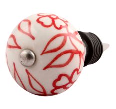 Red Leaf Floral Ceramic Wine Stopper