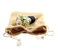 Green Leaf Floral Ceramic Wine Stopper