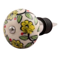 Green Leaf Floral Ceramic Wine Stopper