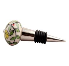 Green Leaf Floral Ceramic Wine Stopper