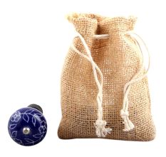 Navy Blue Leaf Floral Ceramic Wine Stopper