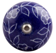 Navy Blue Leaf Floral Ceramic Wine Stopper