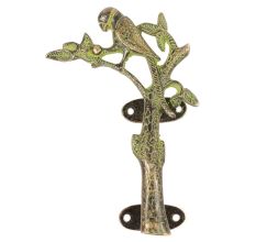 Bronze Parrot On Tree Single Door Handle with Patina