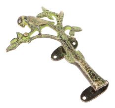 Bronze Parrot On Tree Single Door Handle with Patina