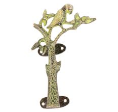 Bronze Green  Parrot On Tree Single Door Handle