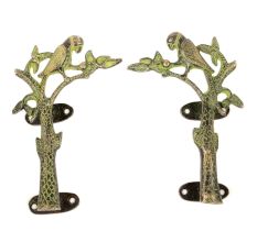 Bronze Green Parrot Brass Door Handle - Set of 2