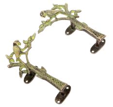 Bronze Green Parrot Brass Door Handle - Set of 2