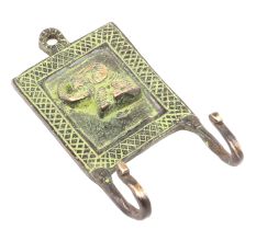 Green Brass Elephant Wall Hooks