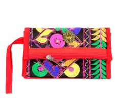 Red Cotton Purse Patch EmbroideredÂ Purse