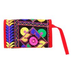 Red Cotton Purse Patch EmbroideredÂ Purse