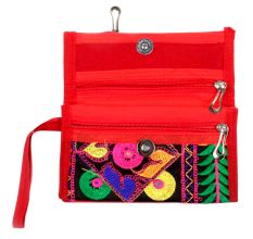 Red Cotton Purse Patch EmbroideredÂ Purse