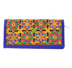 Blue Floral Hand embroidered Clutch Purse