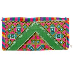 Green Handmade Multi Coloured Clutch Handbags