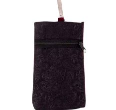 Black Floral Mini Purse / Mobile Pouch For Womens Hook