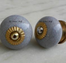 Grey Pink Crackle Wardrobe Knob