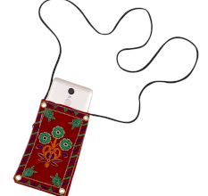 Red Floral Mini Purse / Mobile Pouch For Womens Hook