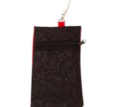 Red Floral Mini Purse / Mobile Pouch For Womens Hook