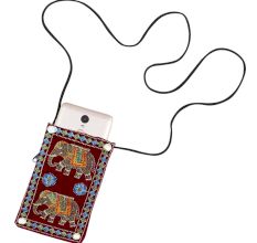 Maroon Elephant Mini Purse / Mobile Pouch For Womens Hook