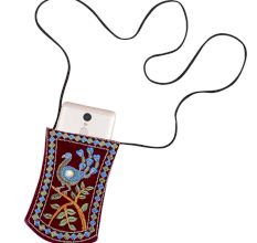 Maroon Peacock Mini Purse / Mobile Pouch For Womens Hook