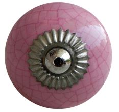 Pink Crackle Cabinet Knob