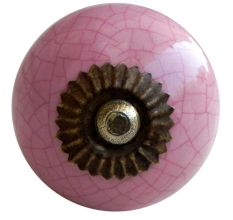 Pink Crackle Cabinet Knob