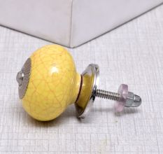 Yellow Pink Crackle Ceramic Furniture Knob Online