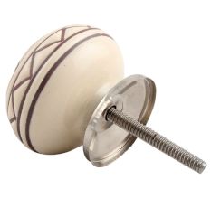 Cream Brown Pattern Etched Ceramic Cabinet Knob